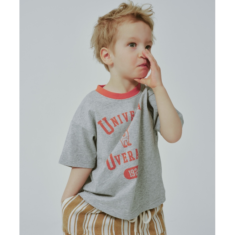 ザ ショップ ティーケー（キッズ）(THE SHOP TK(Kids))の◆【100-140】【UNIVERSAL OVERALL別注】リンガーロゴTシャツ Ｔシャツ