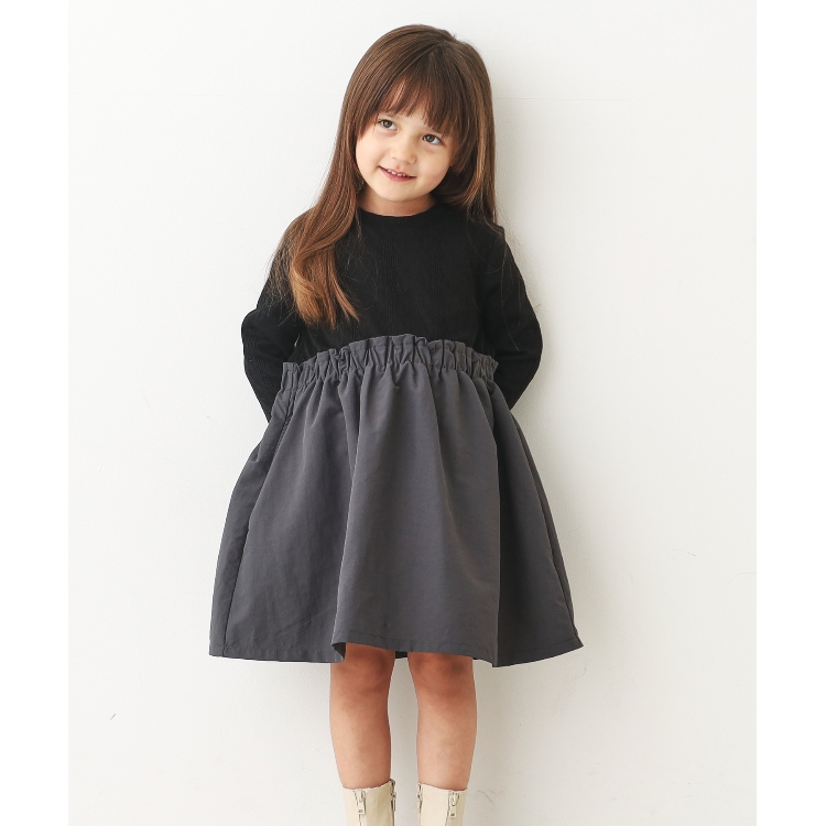 ザ ショップ ティーケー（キッズ）(THE SHOP TK(Kids))の100-150/チェックタフタ＆ドッキングワンピース/ハグするニットシリーズ ミドルワンピース