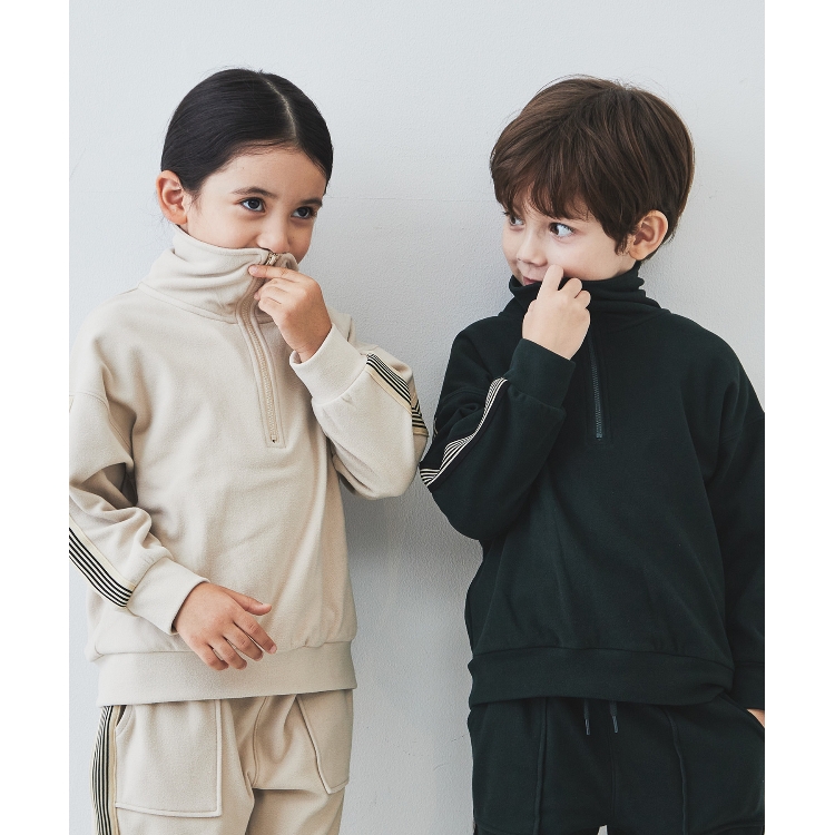 ザ ショップ ティーケー（キッズ）(THE SHOP TK(Kids))の【110-150】ラインテープハーフジップフリースプルオーバー スウェット・トレーナー