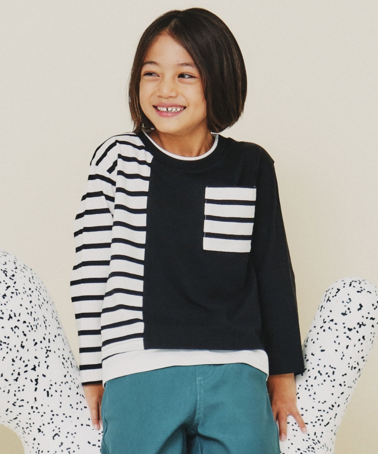 ザ ショップ ティーケー（キッズ）(THE SHOP TK(Kids))の【100－160】ブロッキング長袖Tシャツ/洗濯機OK