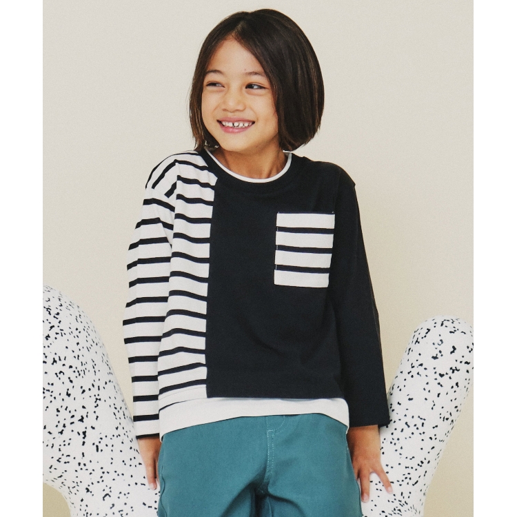 ザ ショップ ティーケー（キッズ）(THE SHOP TK(Kids))の【100－160】ブロッキング長袖Tシャツ/洗濯機OK