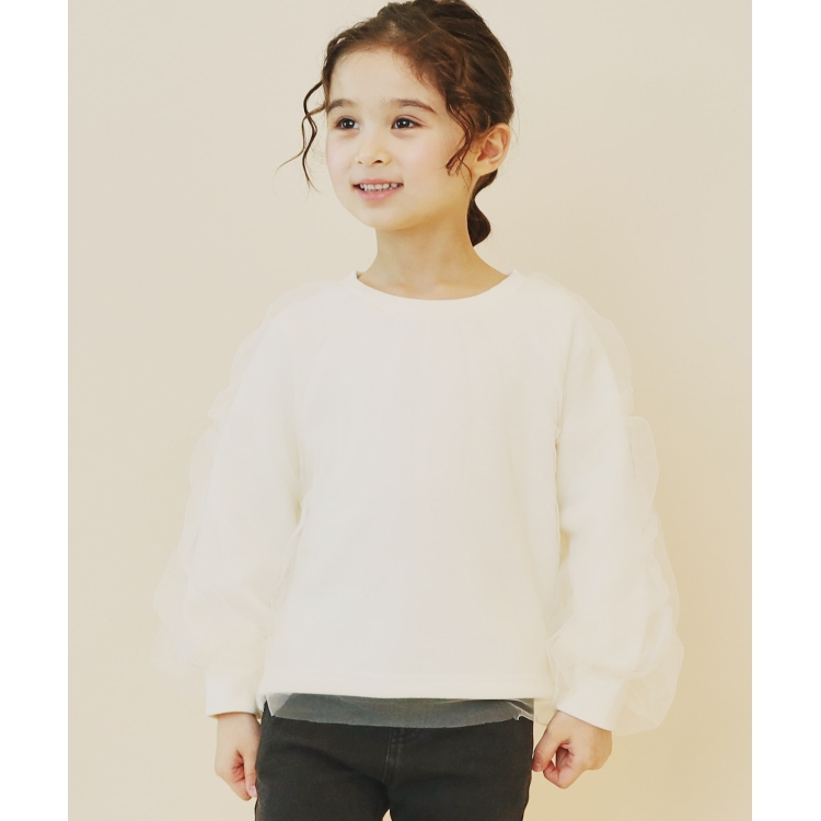 ザ ショップ ティーケー（キッズ）(THE SHOP TK(Kids))の【110－160/裏起毛】チュールギャザーかぶせプルオーバー カットソー