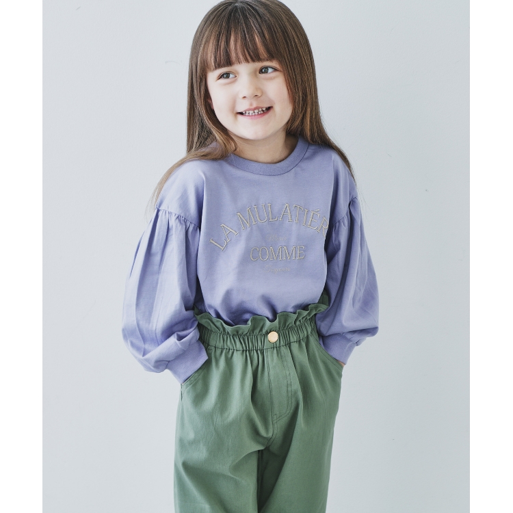 ザ ショップ ティーケー（キッズ）(THE SHOP TK(Kids))の【100-150/洗濯機で洗える】パフスリーブロゴプルオーバー カットソー