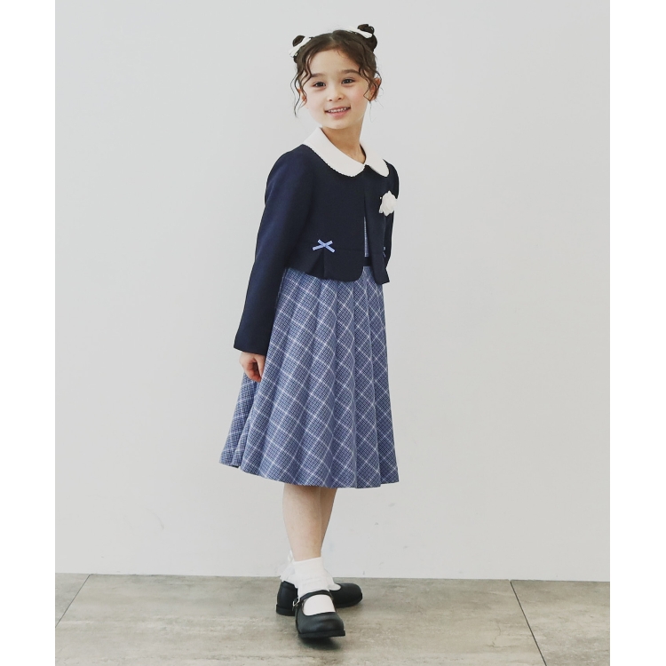 ザ ショップ ティーケー（キッズ）(THE SHOP TK(Kids))の【120－130】チェックワンピース＆ジャケットセット ミドルワンピース