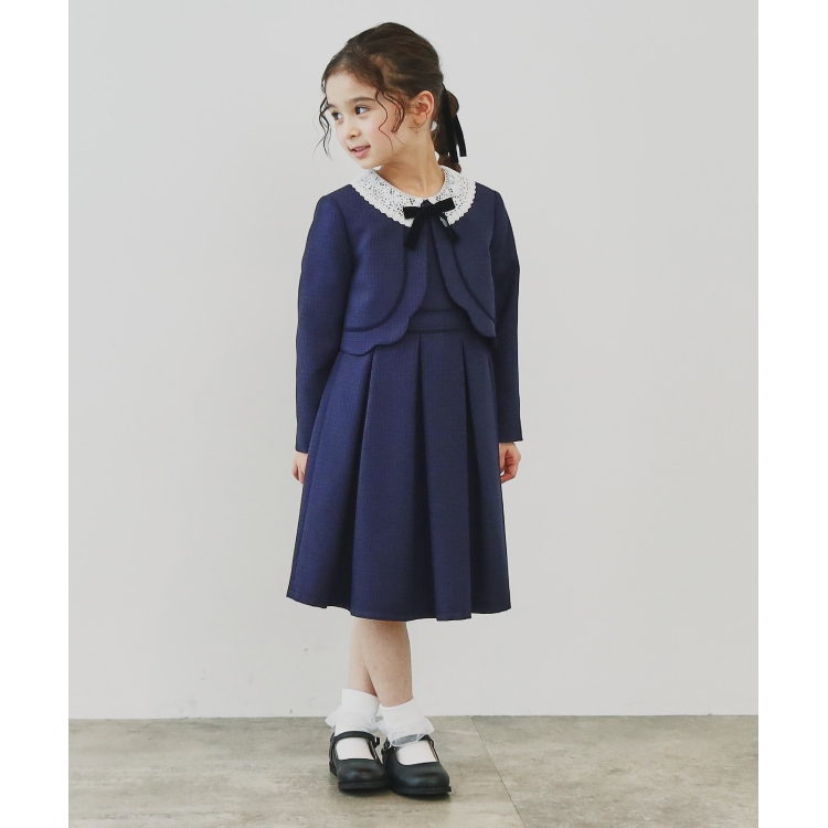 ザ ショップ ティーケー（キッズ）(THE SHOP TK(Kids))の【120－130】ネイビーワンピース＆ジャケットセット ミドルワンピース