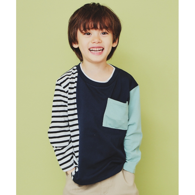 ザ ショップ ティーケー（キッズ）(THE SHOP TK(Kids))の【100-150】ブロッキング長袖Tシャツ/洗濯機OK Ｔシャツ