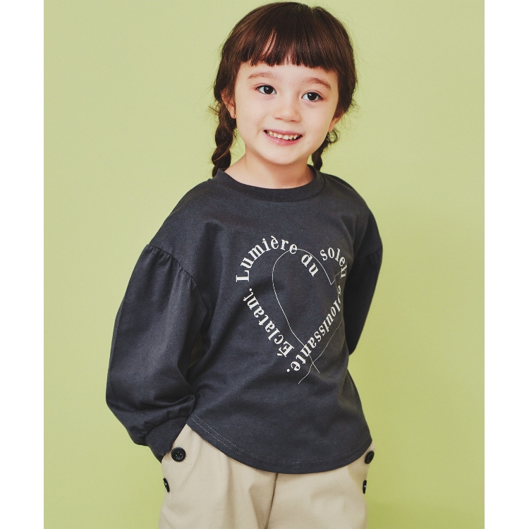 ザ ショップ ティーケー（キッズ）(THE SHOP TK(Kids))の【110-150】ハートロゴパフ袖プルオーバー/洗濯機OK Ｔシャツ