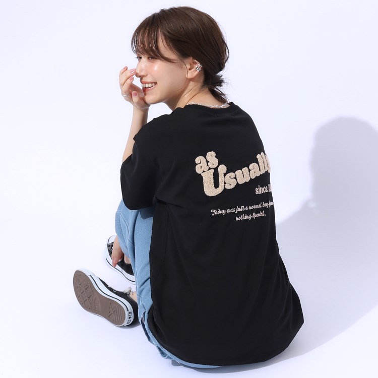 シューラルー(SHOO・LA・RUE/Cutie Blonde)の【洗える】もこもこ刺繍がこなれ見え ロゴ入りBIG Tシャツ Ｔシャツ