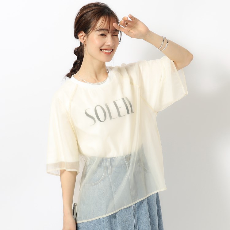 シューラルー(SHOO・LA・RUE/Cutie Blonde)の上品なシアー感 ロゴプリントTシャツ カットソー