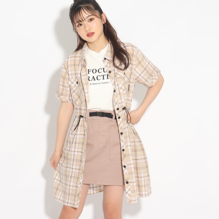 ピンク ラテ(PINK-latte)の◆【セットアイテム】5分袖ロングシャツ+Tシャツセット シャツ・ブラウス