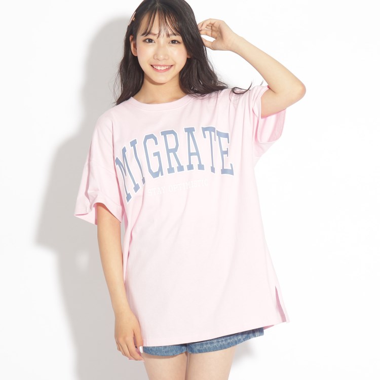 ピンク ラテ(PINK-latte)の◆カレッジロゴBIGTシャツワンピース ミニワンピース