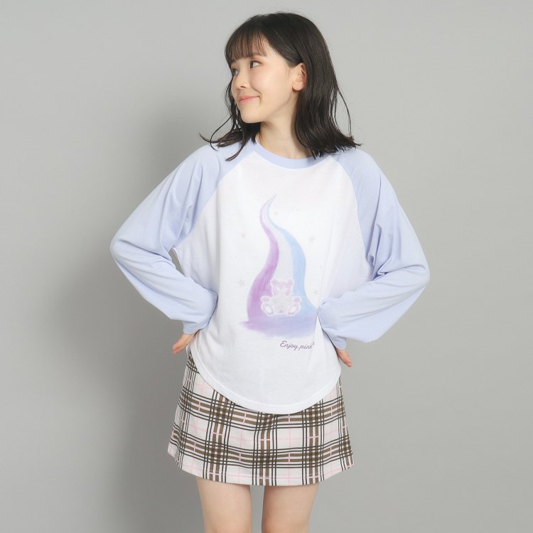 ピンク ラテ(PINK-latte)の【130cmあり】ラグランプリントロンT Ｔシャツ