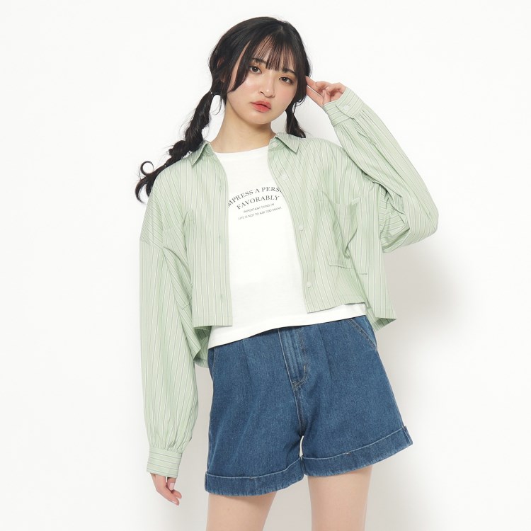 ピンク ラテ(PINK-latte)の【2点SET】短丈シャツ＋インナーTシャツSET トップス＋インナーセット