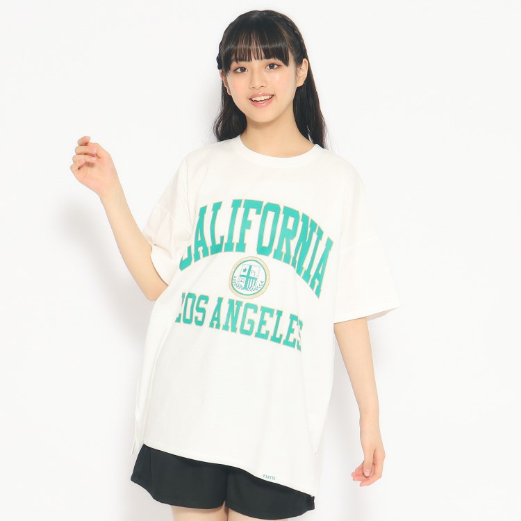 ピンク ラテ(PINK-latte)の【綿100％】定番人気カレッジロゴチュニックTシャツ カットソー