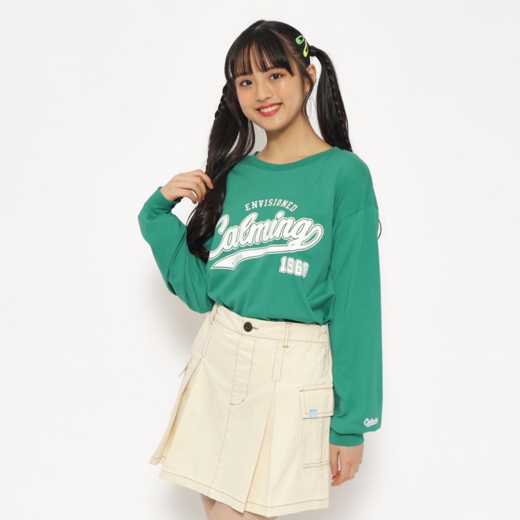 ピンク ラテ(PINK-latte)の【130cmあり】カレッジロゴロングTシャツ Ｔシャツ