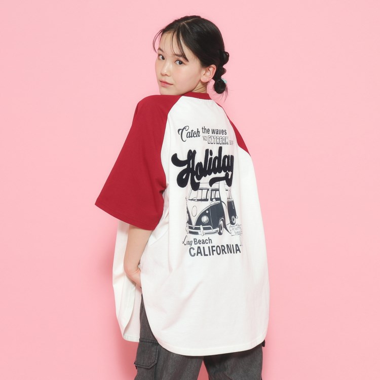 ピンク ラテ(PINK-latte)の【大人気商品!追加】配色ラグランチュニックTシャツ Ｔシャツ