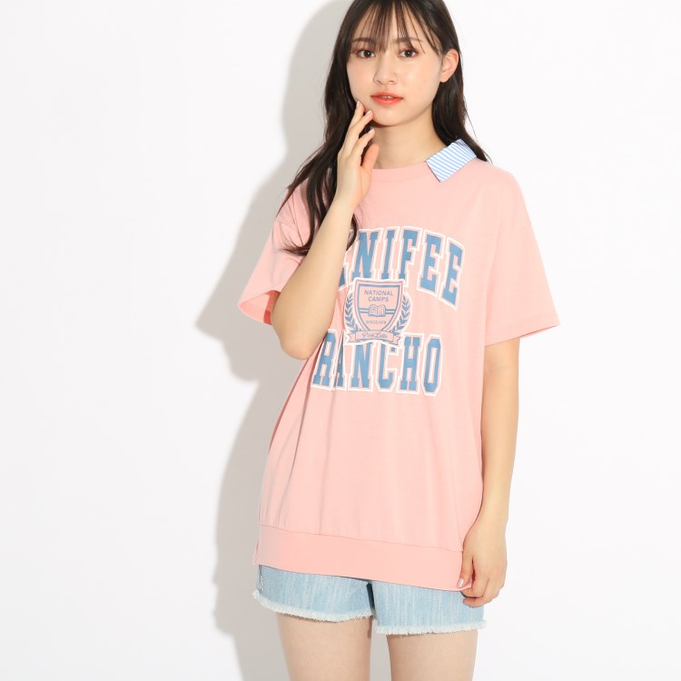 ピンク ラテ(PINK-latte)の【ENVYM/アンビーコラボ】取り外し可能衿付半袖トップス Ｔシャツ