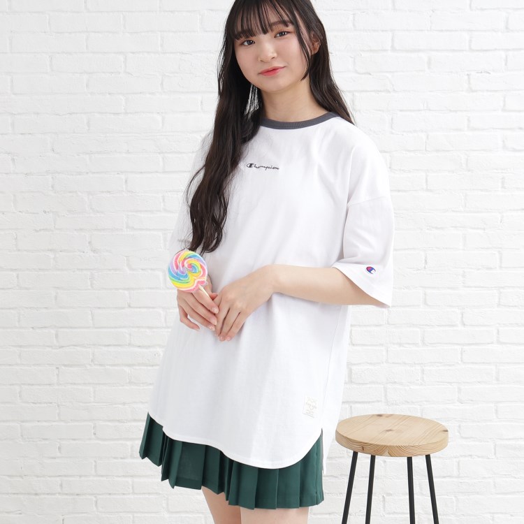 ピンク ラテ(PINK-latte)の【Champion/チャンピオン】コラボ リンガーチュニックTシャツ Ｔシャツ