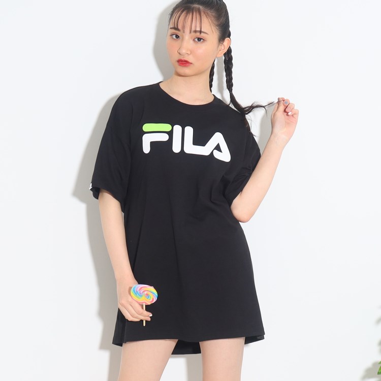 ピンク ラテ(PINK-latte)の【FILAコラボ】FILA×PINKLATTE バックオープンカットワンピース ミニワンピース