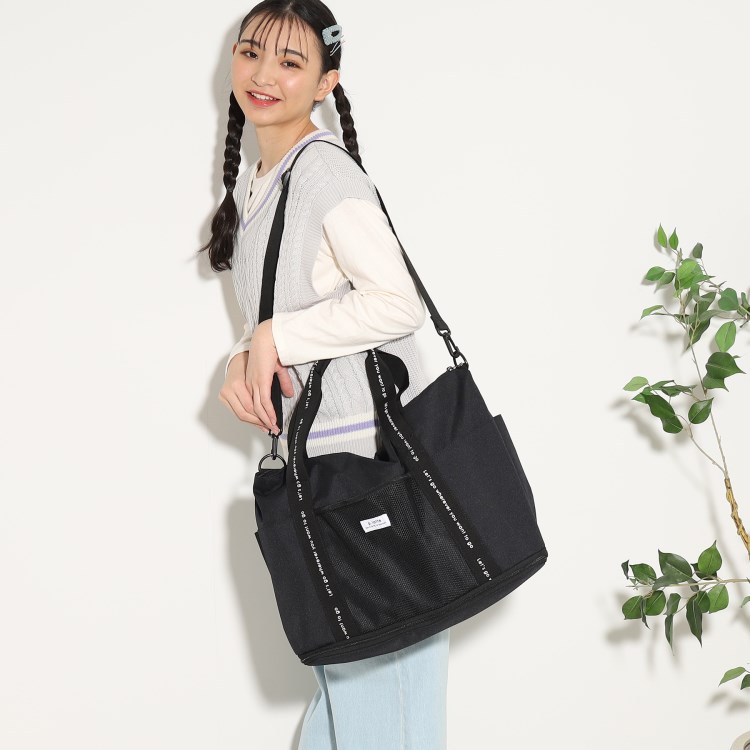 ピンク ラテ(PINK-latte)の【容量約26～38L/2WAY】ショルダー付き 拡張トートバッグ ボストンバッグ