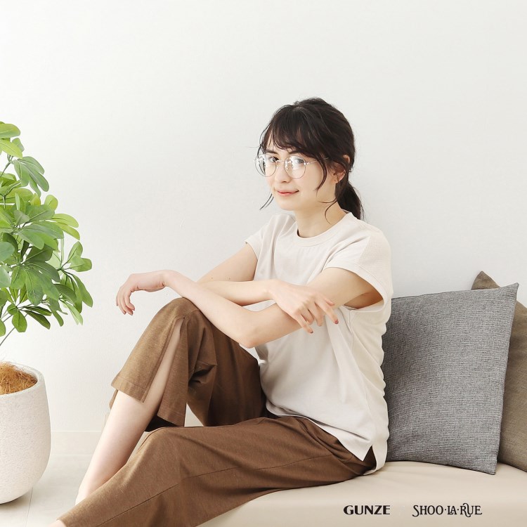 シューラルー/ライフグッズ(SHOO・LA・RUE /LIFE GOODS)の【GUNZE】睡眠専用Tシャツ「寝るT」sweet label(フレンチスリーブ） トップス(単品)