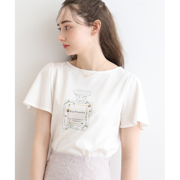 クチュールブローチ(Couture Brooch)の【マシンウォッシャブル】フラワーパフュームフレア袖Tシャツ Ｔシャツ