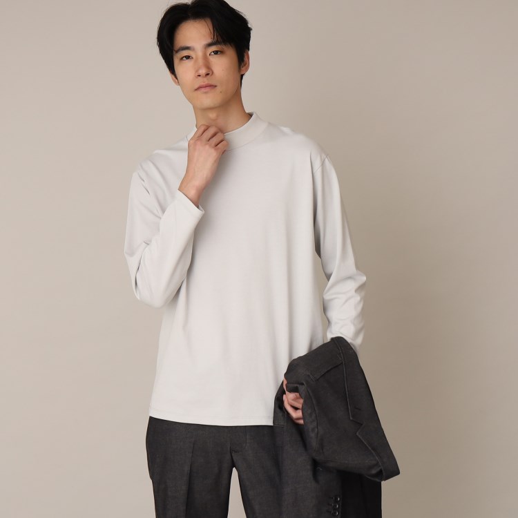 ザ ショップ ティーケー（メンズ）(THE SHOP TK(Men))の【洗濯してもヘタレにくい/ON・OFF対応】プレーティングモックネックロンT カットソー