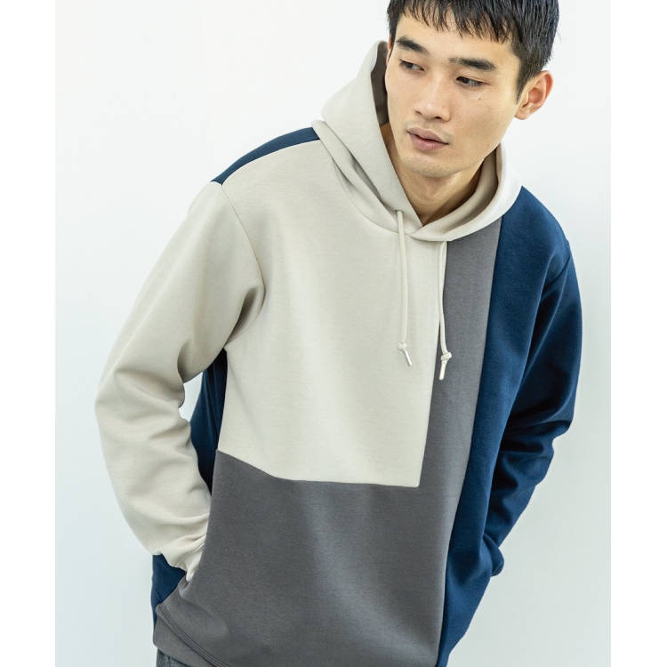 ザ ショップ ティーケー（メンズ）(THE SHOP TK(Men))の【ハリコシのあるキレイめ素材/ストレッチ/洗える】シルキーダンボール切替パーカ パーカー