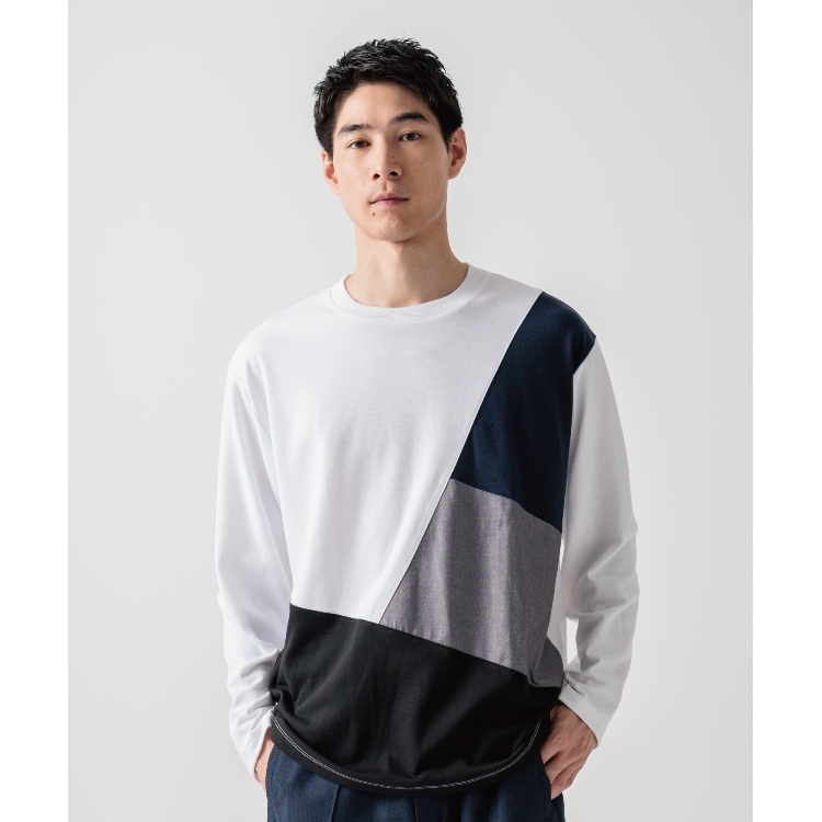 ザ ショップ ティーケー（メンズ）(THE SHOP TK(Men))の異素材ブロッキングTシャツ Ｔシャツ