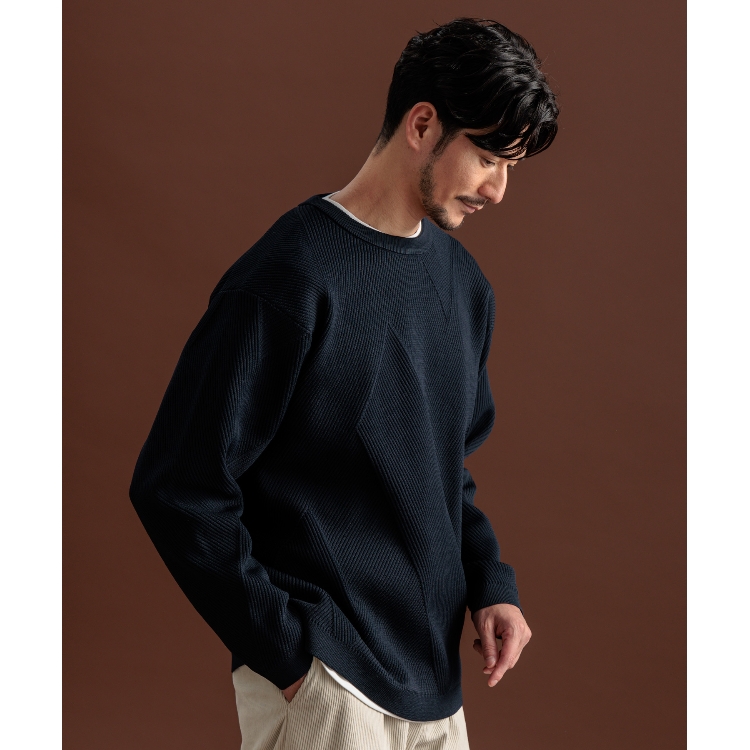 ザ ショップ ティーケー（メンズ）(THE SHOP TK(Men))の【クルーネックニット＋ロンTセットアイテム】ダイヤパネルアンサンブル ニット/セーター