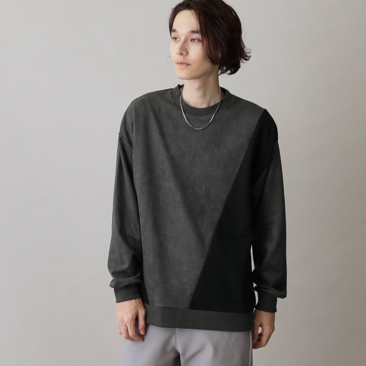 ザ ショップ ティーケー（メンズ）(THE SHOP TK(Men))の【ネックレスセットアイテム】フェイクスウェードパネルプルオーバー カットソー