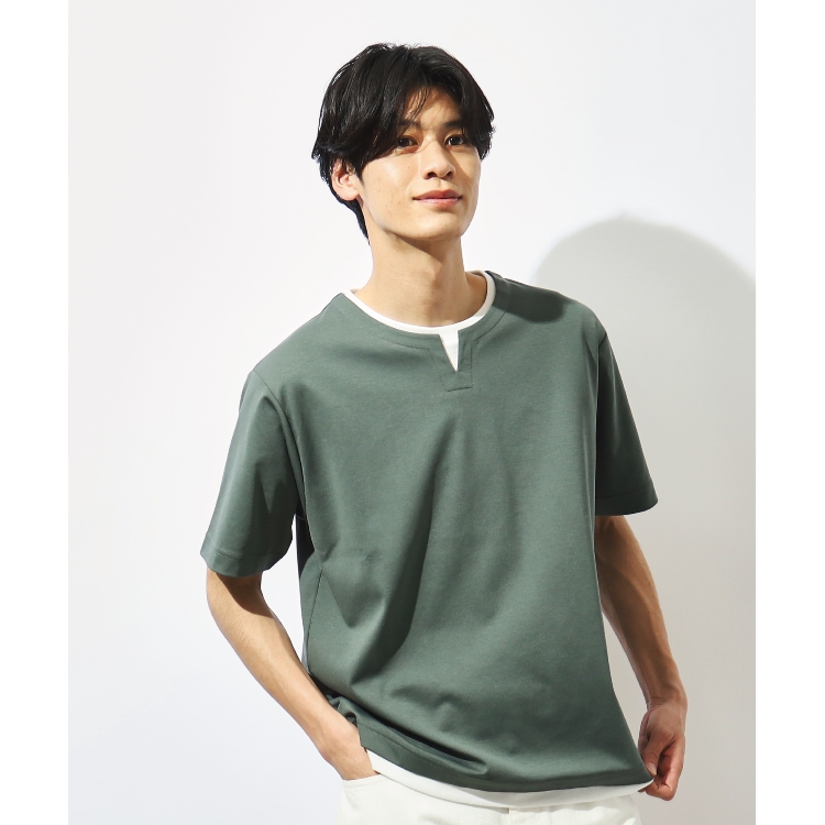 ザ ショップ ティーケー（メンズ）(THE SHOP TK(Men))のポンチキーネック半袖Tシャツ Ｔシャツ