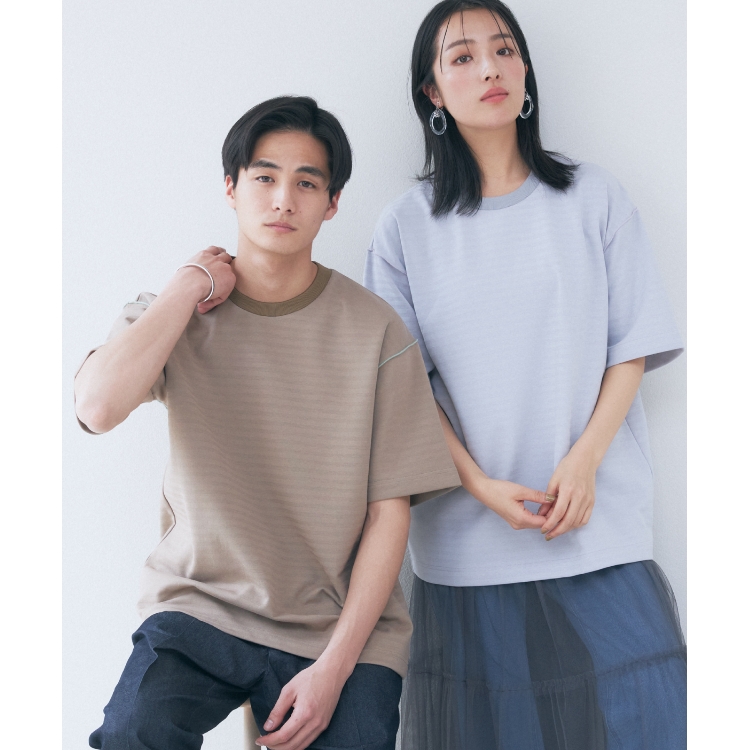 ザ ショップ ティーケー（メンズ）(THE SHOP TK(Men))の【ユニセックスでオススメ】ポンチシャドーボーダー半袖Tシャツ Ｔシャツ