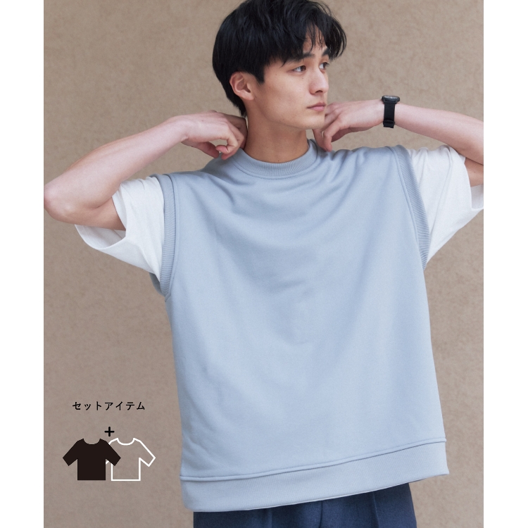 ザ ショップ ティーケー（メンズ）(THE SHOP TK(Men))の【ベスト＋半袖Tシャツセット】CAVEアンサンブルベスト カットソー