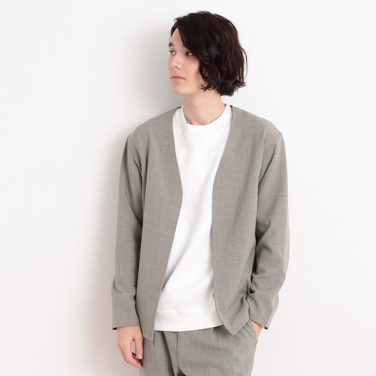 ザ ショップ ティーケー（メンズ）(THE SHOP TK(Men))の【CAVIAN/キャビアン】リサイクルシャークスキンノーカラーカーディガン セットアップ可 カーディガン/ボレロ