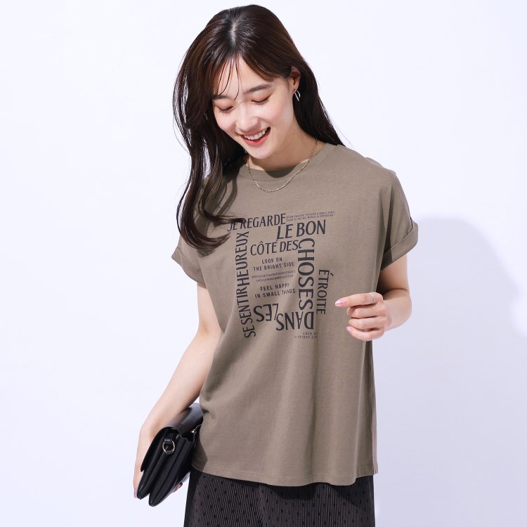 シューラルー/ドレスキップ(SHOO・LA・RUE/DRESKIP)の【洗える】USAコットン ロゴTシャツ Ｔシャツ