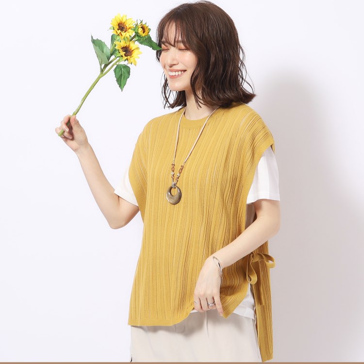 シューラルー/ドレスキップ(SHOO・LA・RUE/DRESKIP)の【2点セット】大人の抜け感 透かし編みベスト+インナーTシャツ トップス＋インナーセット