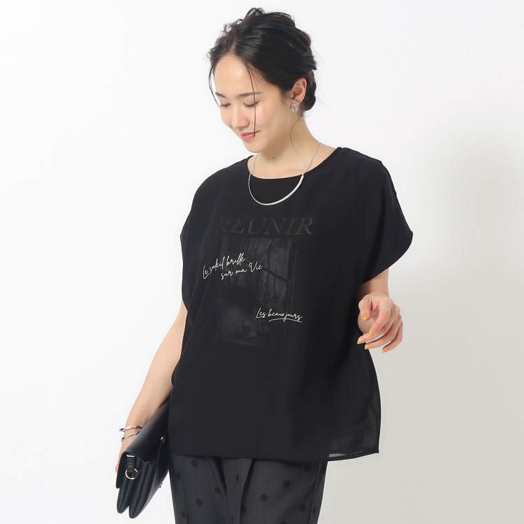 シューラルー/ドレスキップ(SHOO・LA・RUE/DRESKIP)の1枚でサマ見え シフォンレイヤード 転写プリントTシャツ