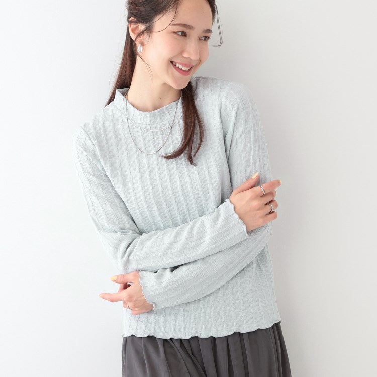 シューラルー/ドレスキップ(SHOO・LA・RUE/DRESKIP)の【S-LL】一枚でもインナーでも ふくれジャカード ハイネックトップス カットソー