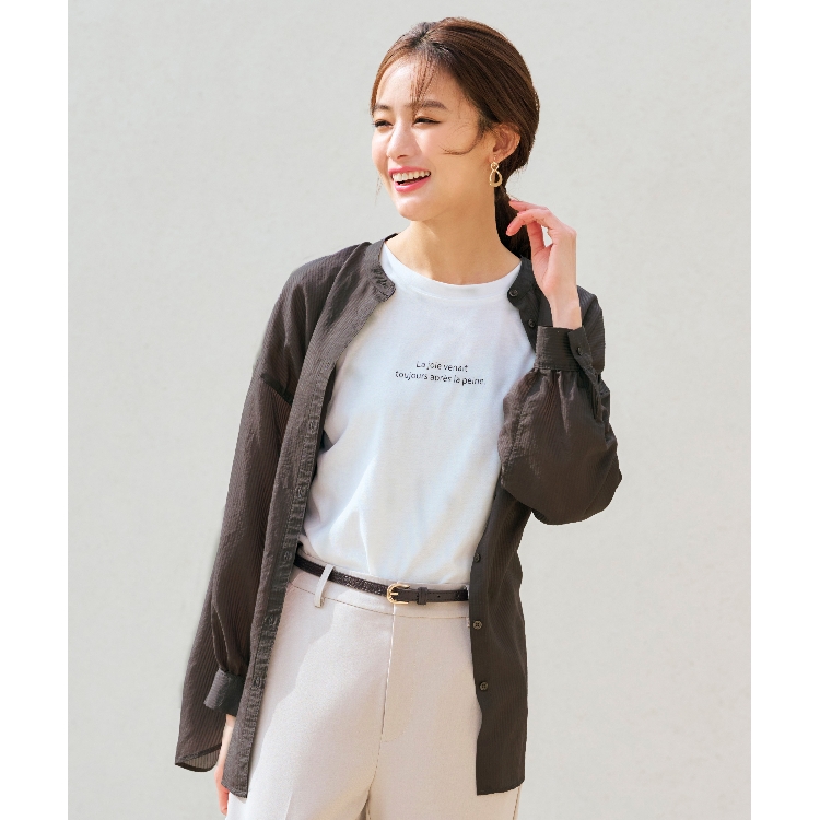 グローブ(grove)のストライプシアーシャツ×ロゴTシャツSET トップス＋インナーセット