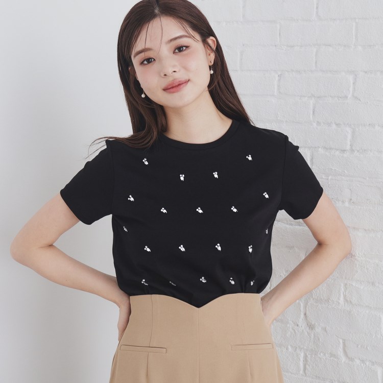 インデックス(index)の《美人百花掲載》クールタッチ短丈ビジューTシャツ【洗濯機洗い/接触冷感】 Ｔシャツ