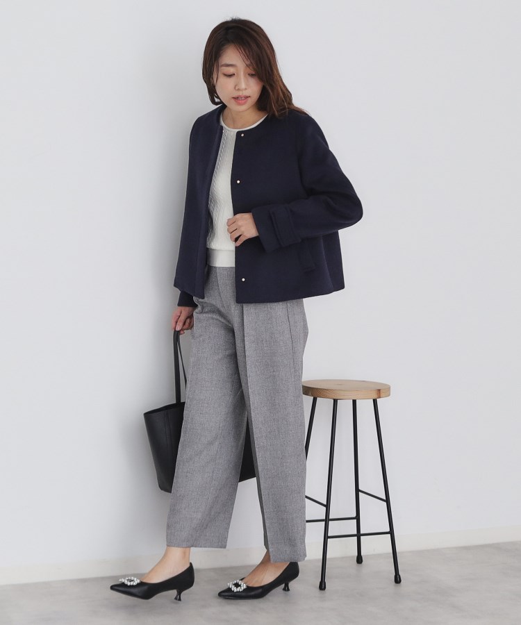 インデックス(index)の《5color/XS-LLsize》ウール混ノーカラーショートコート25