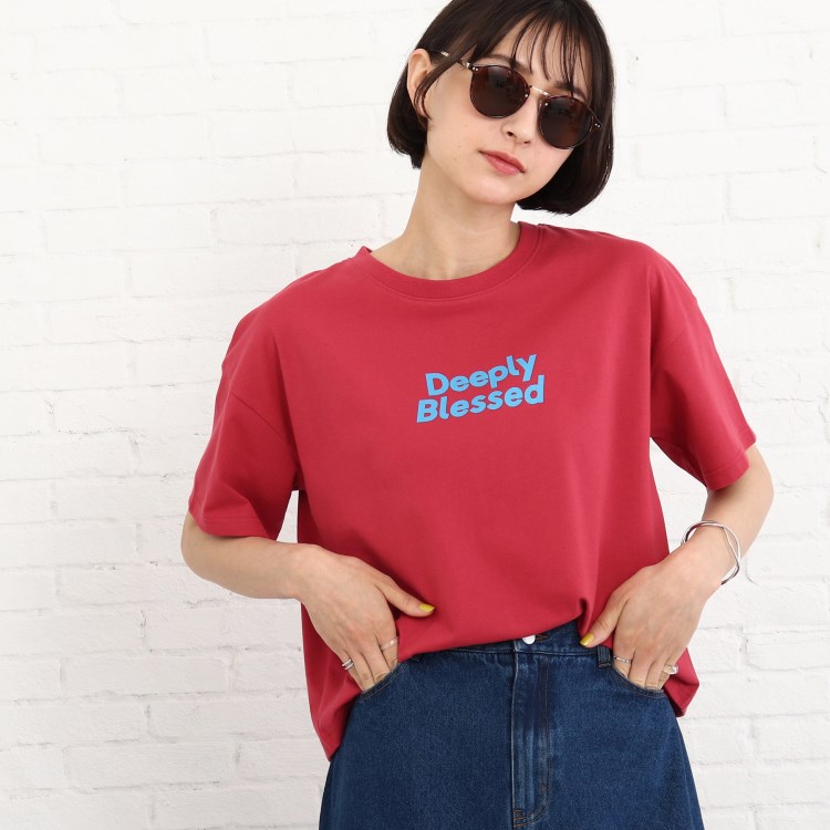 シューラルー(SHOO・LA・RUE)の◆【プチプラ/洗える/S-L】ショート丈ロゴプリントTシャツ Ｔシャツ