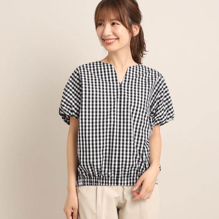 デッサン(レディース)(Dessin(Ladies))の【洗える】キーネックギャザーブラウス（XS～L） シャツ・ブラウス