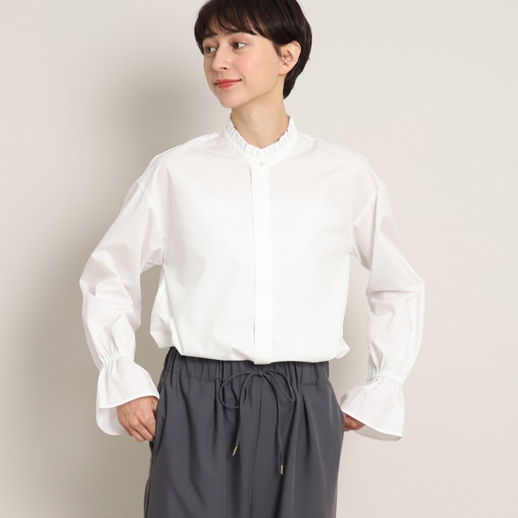 デッサン(レディース)(Dessin(Ladies))の【洗える】フリルネックブラウス（XS～L） シャツ・ブラウス