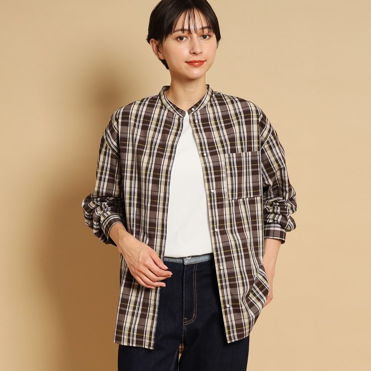 デッサン(レディース)(Dessin(Ladies))の【洗える】バンドカラーストライプシャツ（XS～L） シャツ・ブラウス