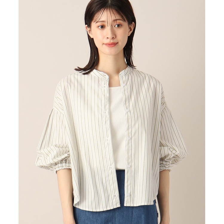 デッサン(レディース)(Dessin(Ladies))の【洗える】バンドカラー7分袖シャツ（XS～L） シャツ・ブラウス