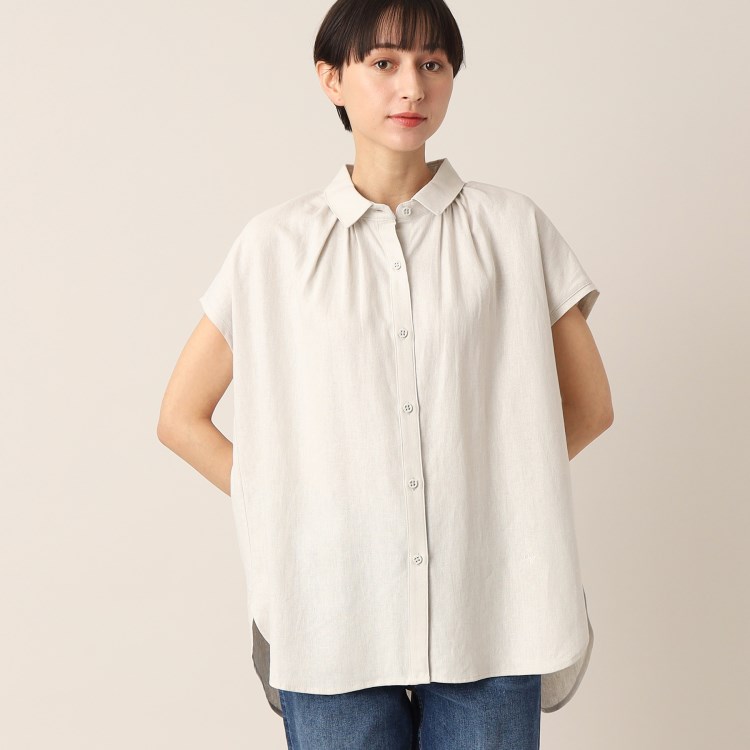 デッサン(レディース)(Dessin(Ladies))の【洗える】レーヨン麻ボタン付きブラウス（XS～L） シャツ・ブラウス