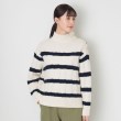 デッサン(レディース)(Dessin(Ladies))の【ハミルトンラムズウール・洗える】ケーブルボーダーニット（XS～L） ネイビー(394)