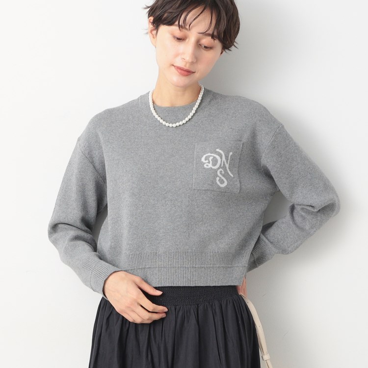 デッサン(レディース)(Dessin(Ladies))の【洗える】ロゴジャカードショート丈ニット（XS～L） ニット/セーター